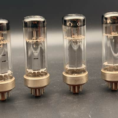 Philips Miniwatt EL34 METAL BASE Tubes Quartet Tested Metrix U61B 89,5% MATCHED image 3