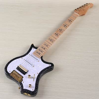 Sparkling Black HH  Custom Electric Guitar, Basswood Body, Maple Neck image 2