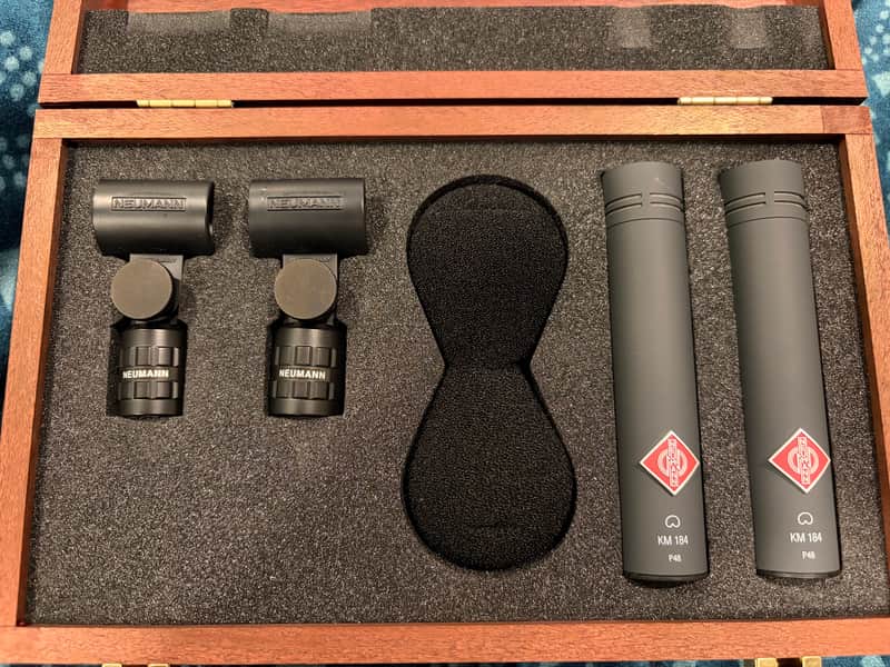 Neumann KM 184 mt Small Diaphragm Cardioid Condenser Microphone Matched Stereo Pair 1993 - Present - Matte Black image 1