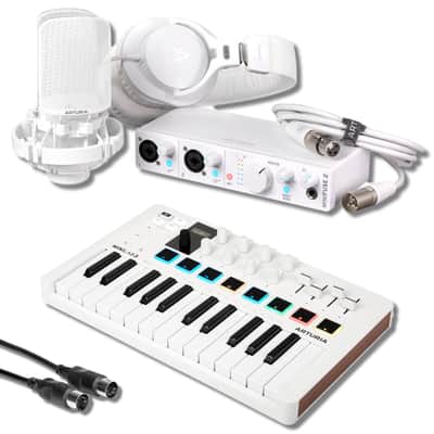 Arturia MiniLab 3 Compact MIDI Keyboard with Drum Pad - Includes Arturia MiniFuse 2 Recording Pack and MIDI Cable (10')