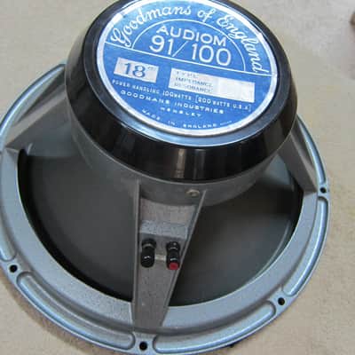 Goodmans Audiom 91/100 18" Vintage Woofer, Alnico Magnet Cast Frame, 8 ohms, Ex Condition, 100 Watts, Made in England 1960s - Blue / Gray image 1