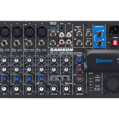 Samson Expedition XP800 Portable PA System. Stereo 8" 2-way Monitors with removable 8-channel powered mixer (2 x 400 watts) with Bluetooth image 4