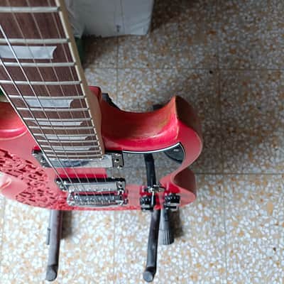 Custom Harley Benton SG type 2023 - Red, hand Carved in Florence, Italy. Custom Guitar, Solid Body; Vintage look Double cut image 9