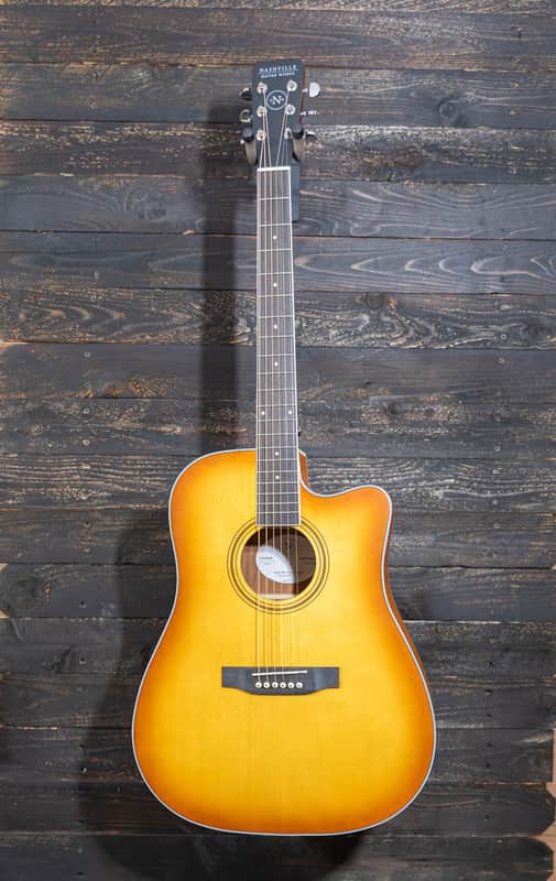 Nashville Guitar Works Edgeburst Dreadnought Cutaway A/E w/ Case image 1