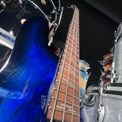 Schecter Guitar Research Omen Elite 4 / Four String Electric Bass Guitar in See-Thru Blue Burst with Hardshell Case (RM 2) image 5