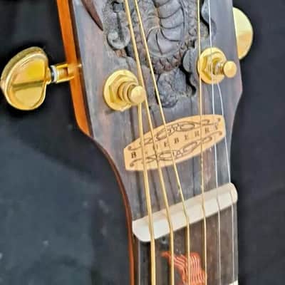 Blueberry Handmade Double Cutaway Grand Concert Acoutic Guitar Dragon Motif image 9