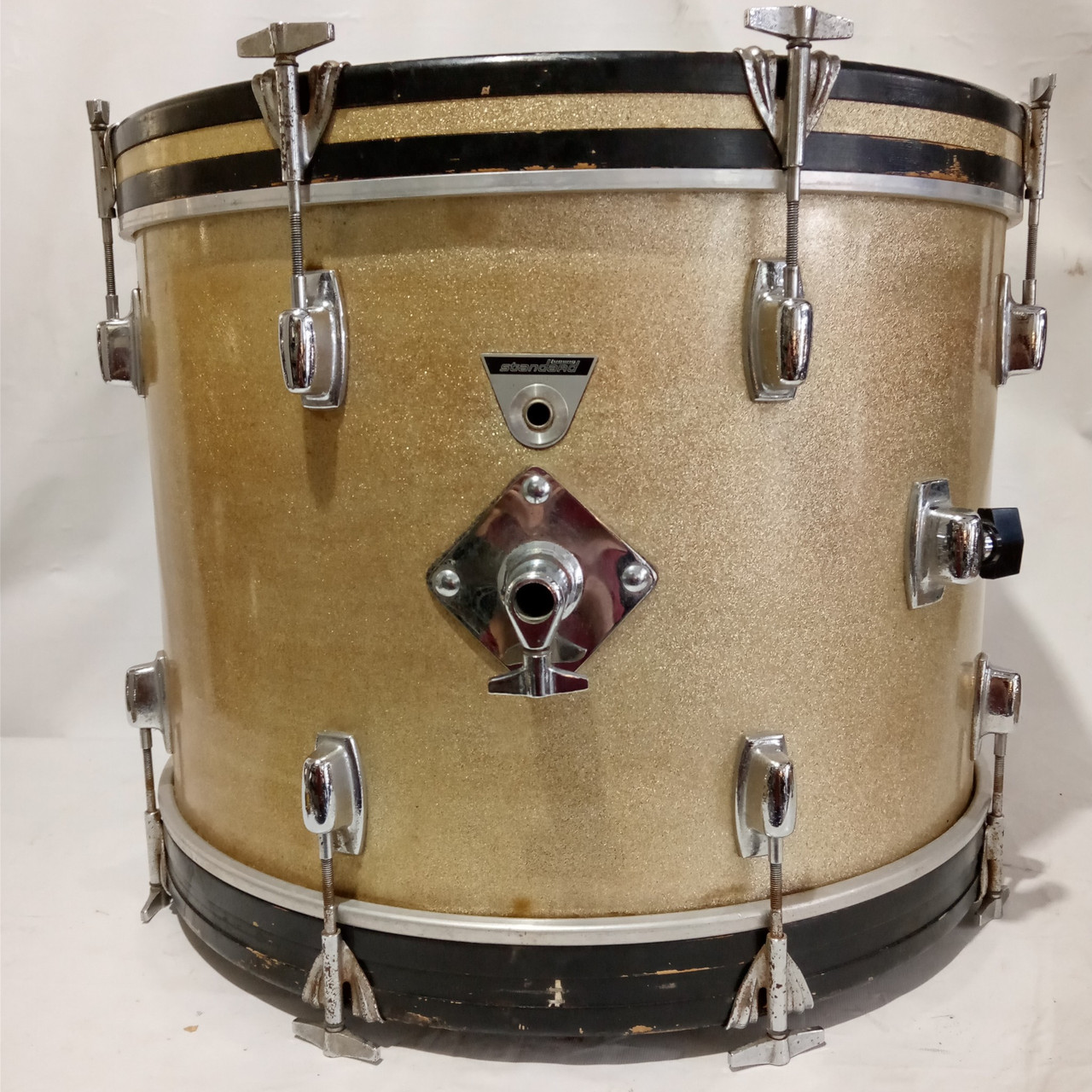 Ludwig 14x20"Bass Drum Silver Sparkle Vintage60s Standard Model 3ply White Paint — main photograph
