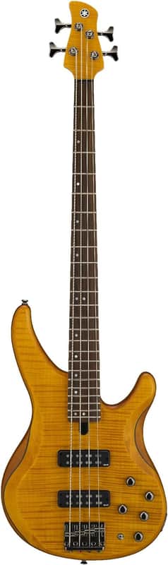 Yamaha TRBX604 4-String Flamed Maple Electric Bass Guitar - Matte Amber image 1