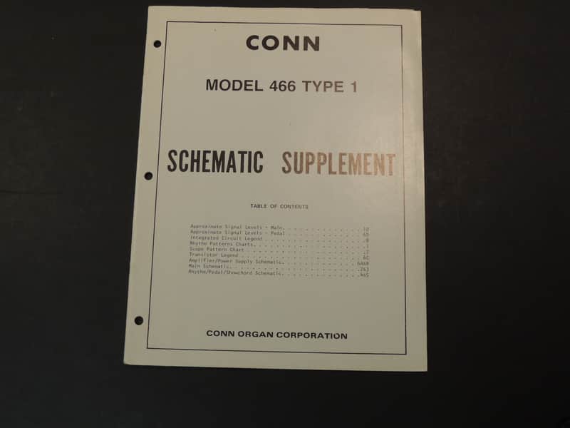 Conn Model 466 Type 1 Schematic Supplement [Three Wave Music] | Reverb