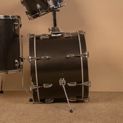 1960s Slingerland Metallic Black Drum Set 14x20 8x12 and 16x16 image 8