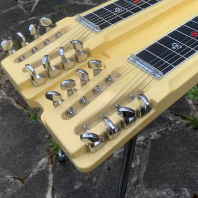 Canopus dual 8 double neck Console Lap steel guitar w case Cream white YSD8 image 4