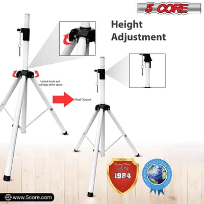 5 Core Speaker Stand Height Adjustable PA DJ Tripod Studio Monitor Stands w 35mm Compatible Insert image 6