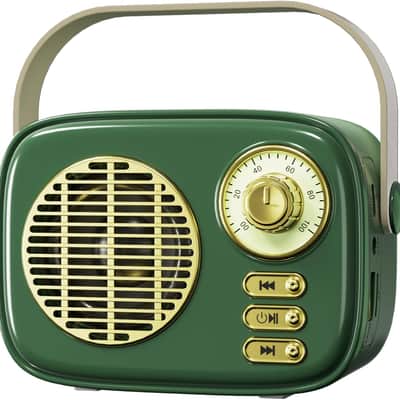 Retro Green Bluetooth Speaker 5W Vintage Radio Style Portable Studio Speaker AUX USB TF image 2