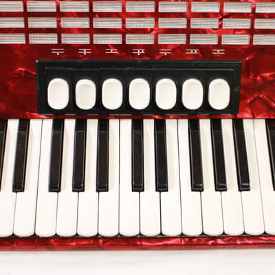 Hohner Student 120 Accordion in Red Pearloid w/ Case image 10