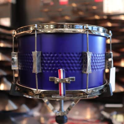 Pork Pie 8x14" Center Hammered Steel Snare Drum (Satin Purple w/ Aged Hardware) image 3