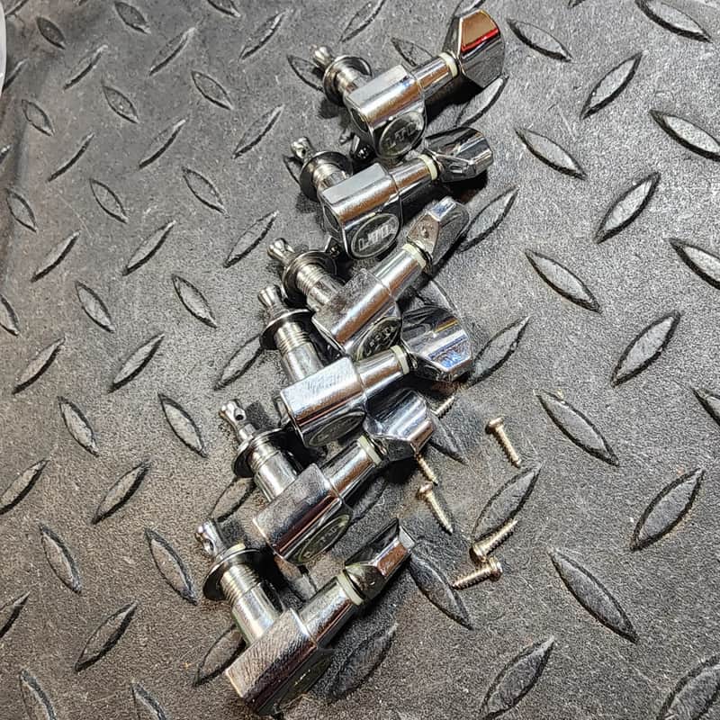 LTD Chrome 6-In-Line Tuners Set Tuning Heads image 1
