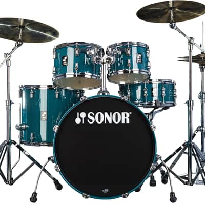 Sonor AQ1 Caribbean Blue Stage 5pc Kit 22x17.5/10x7/12x8/16x15/14x6 Birch Drum Shells +Hardware Dealer image 2