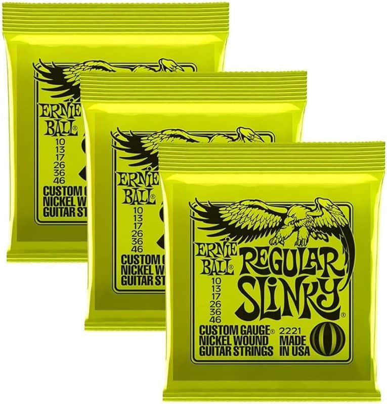 Ernie Ball Regular Slinky Nickel Wound Electric Guitar Strings 10-46 Gauge - 3 Pack image 1
