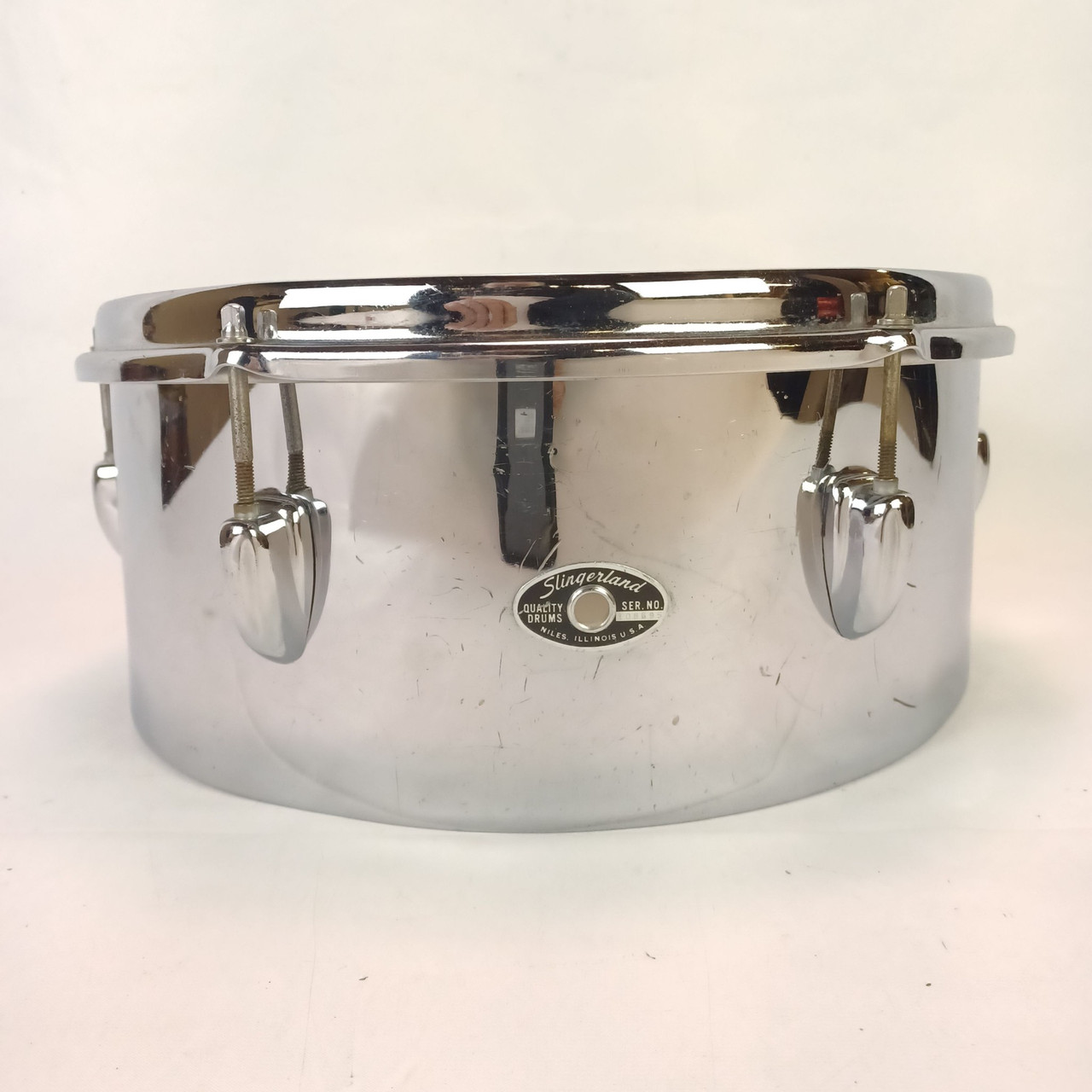 Slingerland 6x14"Timbale Drum Chrome-Brass COB Shell Stick-Saver Rim/Hoop 70s US — main photograph