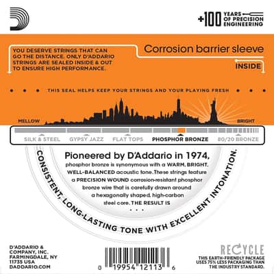 D'Addario EJ15 Phosphor Bronze Acoustic Guitar Strings, Extra Light, 10-47 image 2