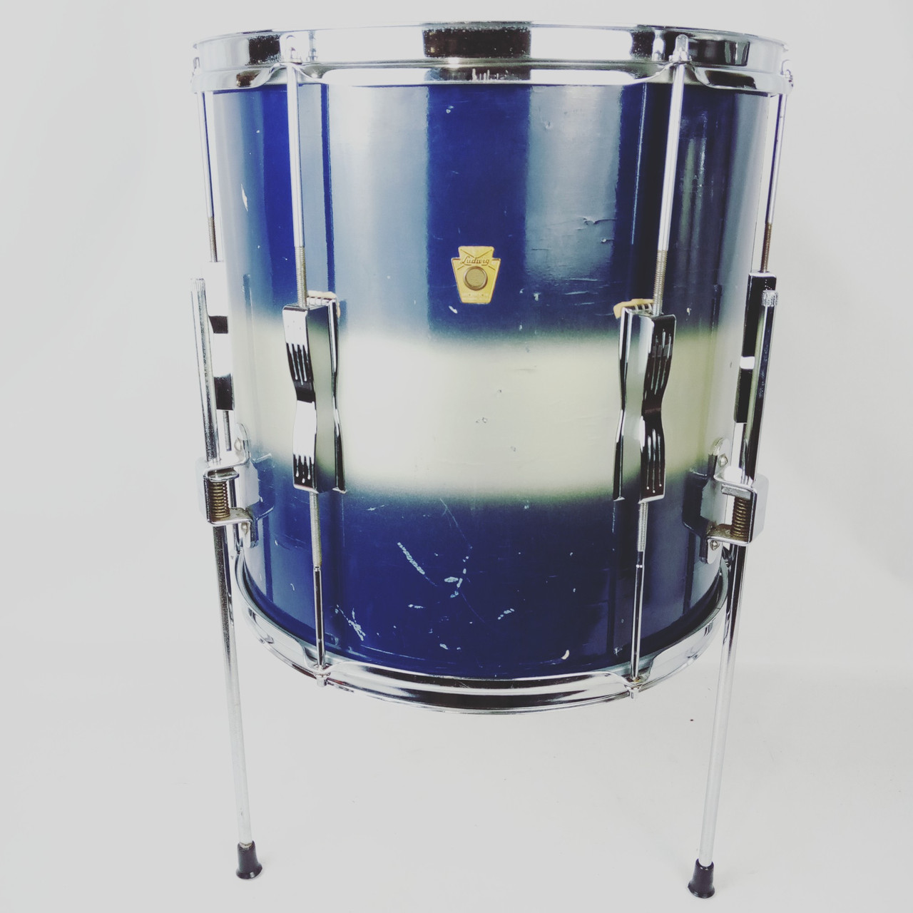 Ludwig 14x14 Foor Tom Drum Blue/Silver Duco Club Date Vintage 60s 3Ply Maple USA — main photograph