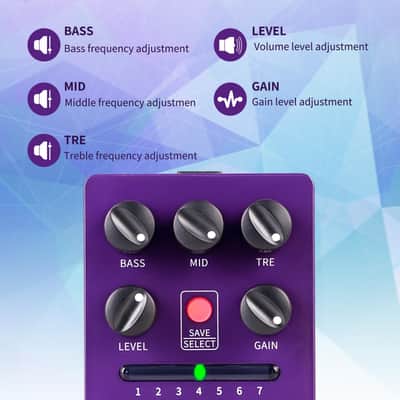 FLAMMA FS06 Digital Preamp Pedal Guitar Effects Pedal with Built-in Cabinet Simulation 7 Preamp Models Saveable Preset image 4