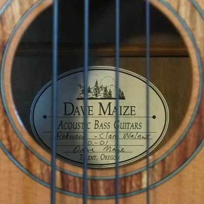 DAVE MAIZE  FRETLESS ACOUSTIC BASS 2001 Natural/ redwood +walnut image 2