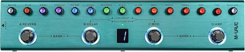 TANK-G Multi-effects Guitar Pedal, 36 Presets, Rechargeable Battery, Delay, Reverb, Modulation, Preamp, Darkgreen image 1