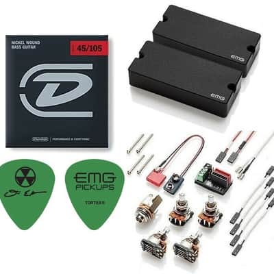 EMG DE Set Black David Ellefson Of Megadeth 4 String Soapbar Active Bass Pickups 35DC & 35CS STRINGS image 1