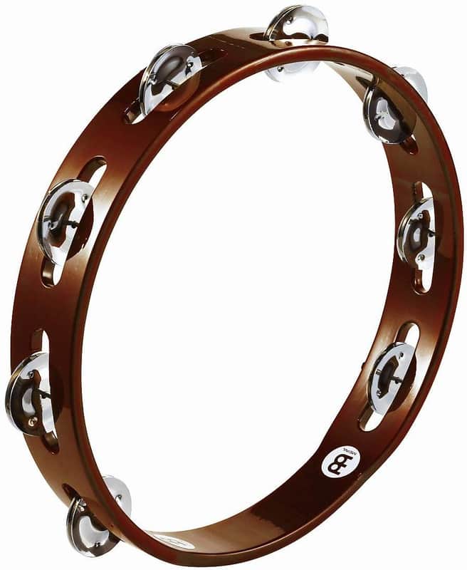 Meinl Wood Tambourine Steel Jingles, 1 Row, African Brown image 1