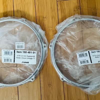 Sonor Superprofil vintage series tom drum Hoop 10” pairs (2 hoops) sticksaver SQ2 2015-2024 - Chrome image 1