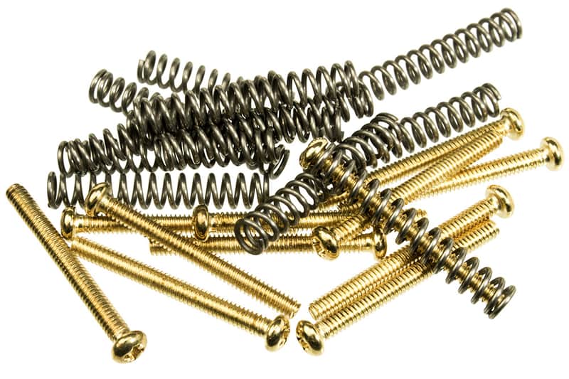 12 Pack of Humbucker Pickup Mounting Screws and Springs Gold Finish image 1