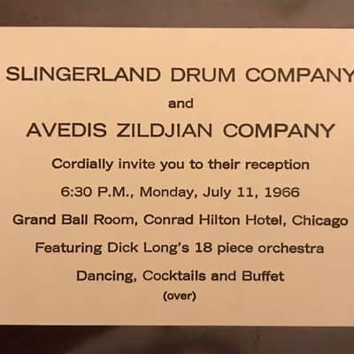 Slingerland Invitation to Chicago reception 1966 image 2