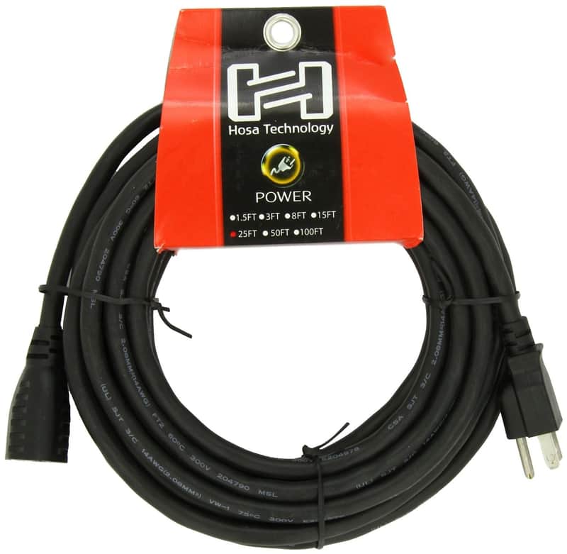 Hosa PWX-425 NEMA 5-15R to NEMA 5-15P Power Extension Cord - 25' image 1
