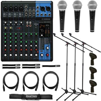Yamaha MG10XU 10-Input Stereo Effect Mixer with Boom Stands & Mics image 11