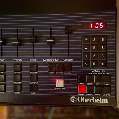 Oberheim DX 6-Voice Drum Machine 1982 - Blue with Wood Sides image 7