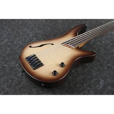 Ibanez SRH505FNNF SR Bass Workshop 5-string Bass - Hollow Body Fretless - Fretless - Natural Browned Burst Flat image 4