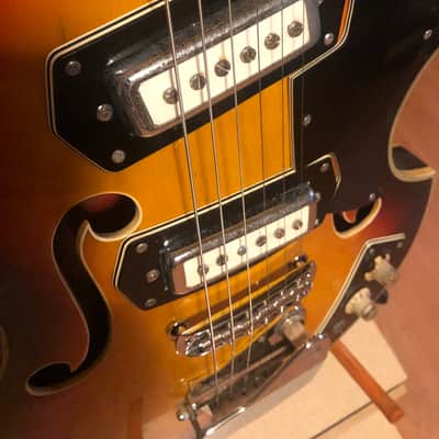 Trump Teisco violin guitar 1960s Sunburst by Tiesco image 4