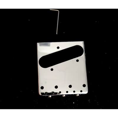 Wilkinson Chrome tailpiece for telecaster, 3 staggered brass saddles, 10.8mm spa image 9