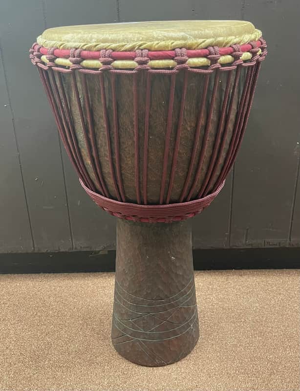 Djembe carved hand drum 13" image 1