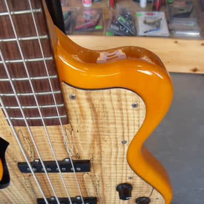 Italia Imola Bass Guitar Amber w/ Burl Pick guard image 6