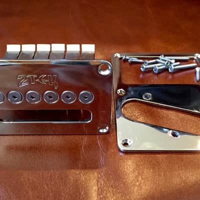 2TEK Guitar Bridge Bright Nickel with Tele Bridge Plate image 2