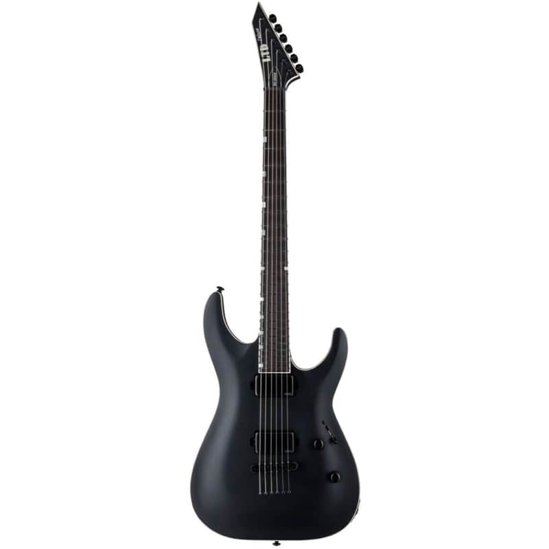 ESP LTD MH-1000B Baritone Electric Guitar, Black Satin image 1