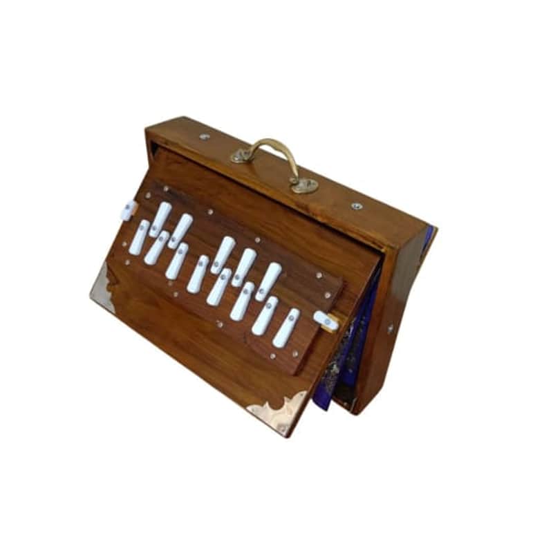 Shruti Box With Padale Indian Brown Teak Plywood Classic Shruti Box/Case 13 Stopper Musical Instrument For Bhajan Kirtan/Sound Therapy image 1