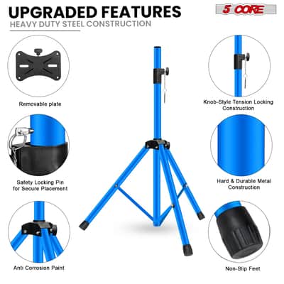 5 Core Speaker Stand Pair Height Adjustable 36" Heavy Duty PA DJ Tripod Studio Monitor Stands image 7