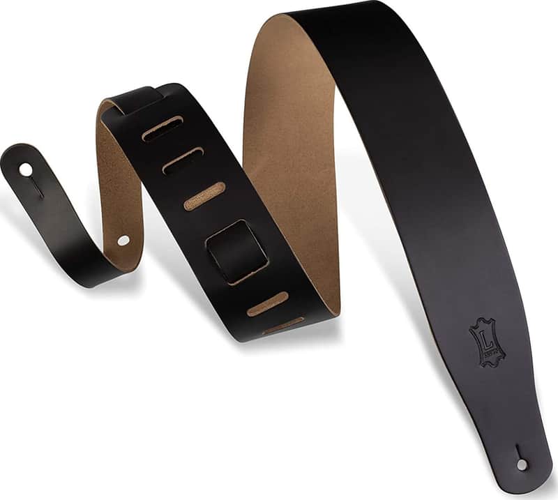 Levy's M26 Streamline Top Grain Leather 2.5" Guitar Strap, Black image 1