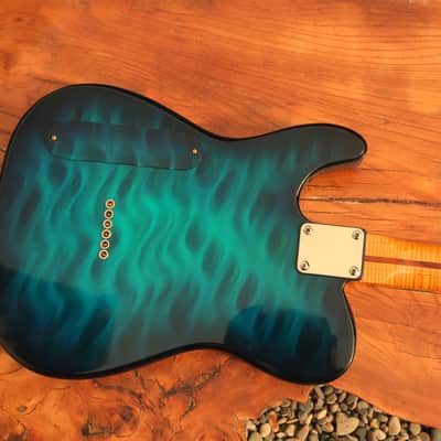 Pearlvibe tele real full abalone top Blue Bayou vintage telecaster image 12