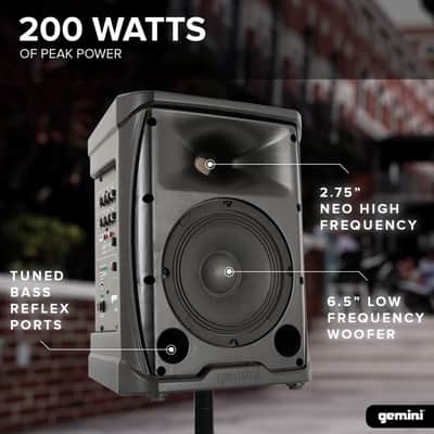 Gemini Sound GPSS-650 6.5" Inch Woofer 200W Professional Battery Power PA Speaker with Bluetooth image 7