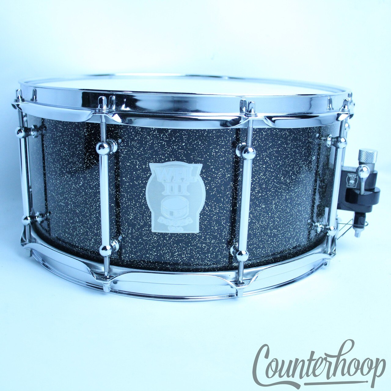 WFL III 6.5x14 Black Sparkle Snare Drum Laser Cut Vent Hole Commemorative WFL#19 — main photograph