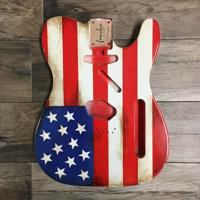 Made to Order - FRANCHIN Mars guitar body AMERICAN FLAG Usa Relic Aged Nitro Laquer Basswood Poplar Telecaster-Tele-T-Style Made in Italy image 4